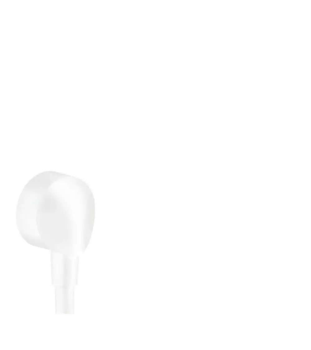 Weißer Wandanschluss von Hansgrohe, minimalistische Form, ohne Rückflussverhinderer, an einer hellen Fläche präsentiert.